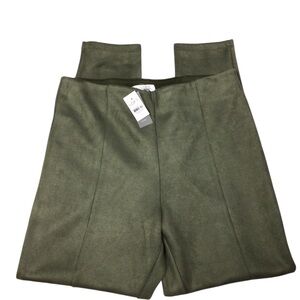 NWT Loft Ann Taylor Olive Green High-Waisted Large Brushed Faux Suede